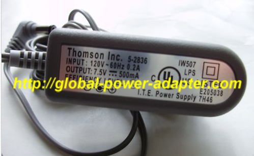 NEW THOMSON IN 120V OUT 7.5V 500mA 5-2836 AC ADAPTER FAST SHIPPING NEW THOMSON IN 120V OUT 7.5V 500mA 5-2836 AC ADAPTER FAST SHIPPING
