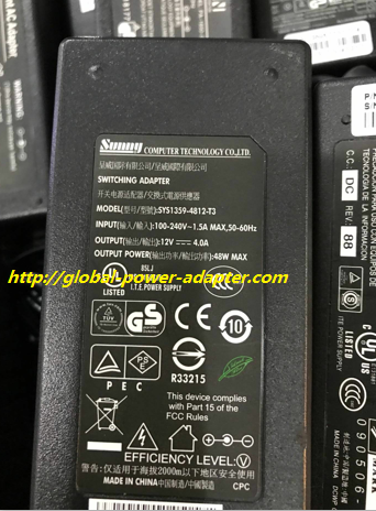 Brand NEW SUNNY SYS1359-4812-T3 SWITCHING POWERT AC DC ADAPTER SUPPLY! Brand NEW SUNNY SYS1359-4812-T3 SWITCHING POWERT AC DC ADAPTER SUPPLY!