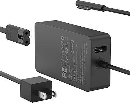 65W Charger Compatible with Microsoft Surface Pro 11, 10, 9, 8, 7+, 7, 6, 5, 4, 3, X, Power Adapter 65W Charger Compatible with Microsoft Surface Pro 11, 10, 9, 8, 7+, 7, 6, 5, 4, 3, X, Power Adapter